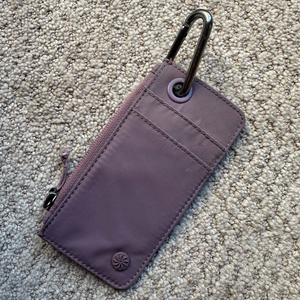 Athleta Coffee Run Wallet 2.0 Black Carabiner Clip Card Holder - Lavender